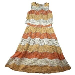 Flutter by Dance & Marvel 2 Pc Skirt Set Womens L Lace Boho Lagenlook Coquette